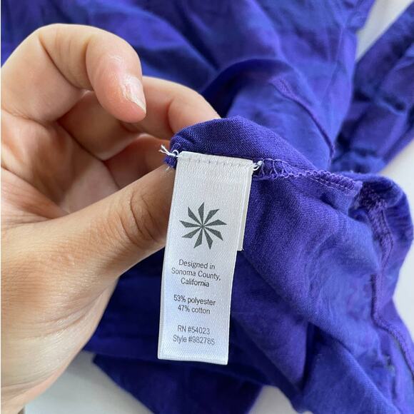 Athleta Top Women X Small Purple Shiva Sheer Striped Crew Neck Tee - Picture 5 of 8